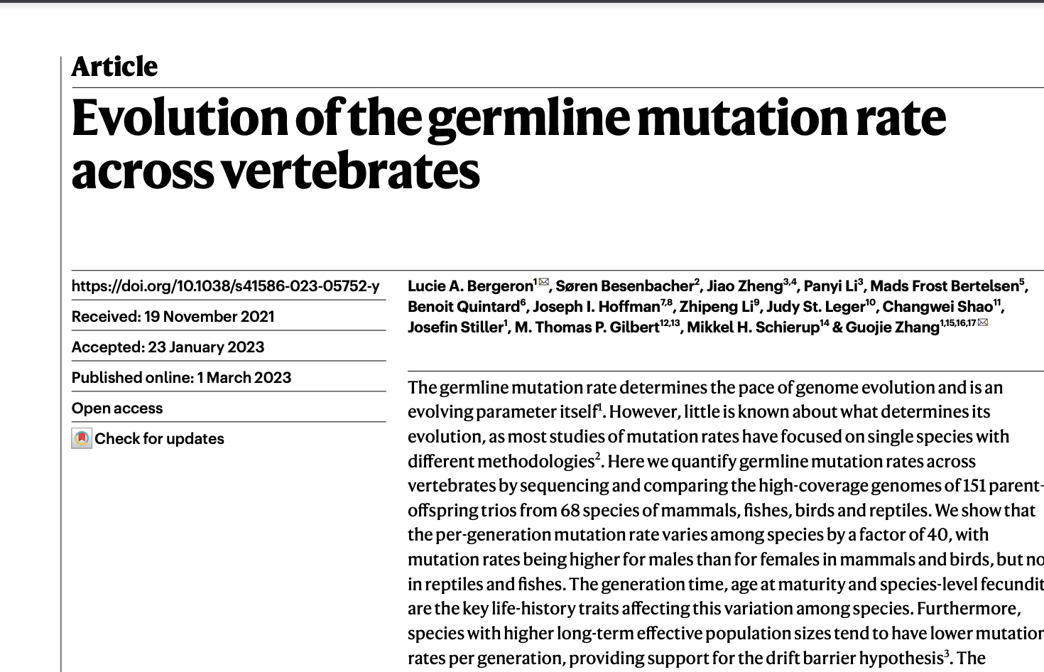 Germline mutation publication